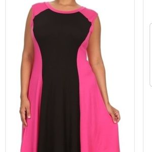 Color Block Plus Size Midi Dress